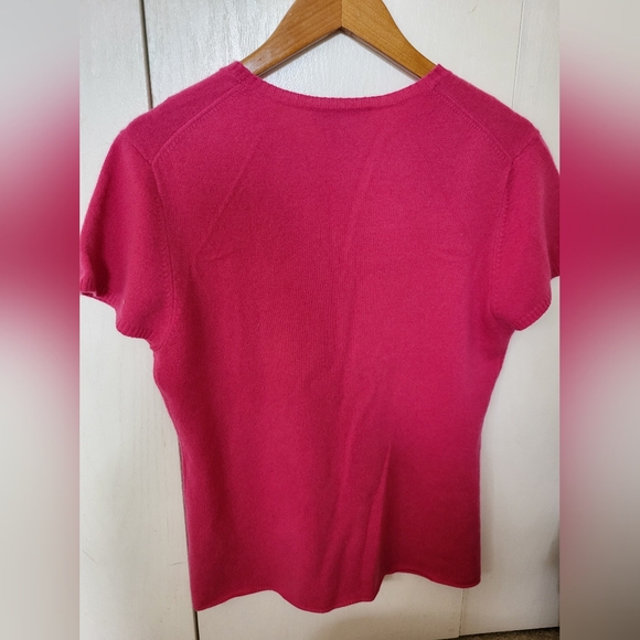 Gene Meyer Pink Short Sleeve Cashmere Sweater Sz XL - Picture 2 of 4